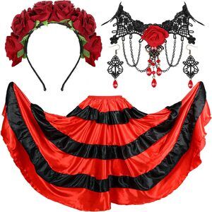 6813 4 Pcs Day Of The Dead Mexican Costume For Women, Mexican